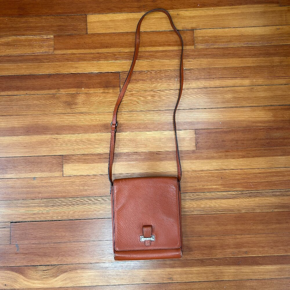 Michael Kors Burnt Orange Pebbled Leather Crossbody Bag